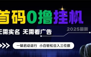 首码0撸全自动挂G项目，无需实名无需看广告，小白轻松日入3位数，多号短阵收益无上限【揭秘】