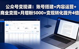 公众号变现课：账号搭建+内容运营+商业变现+月增粉5000+变现转化提升4倍