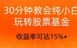30分钟教会你玩转股票基金，只教好的筛选方法，不荐股