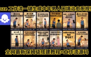 coze工作流一键生成”中年男人困境扎心高涨粉高播放量图文视频”保姆级拆解教程，无需剪辑，无需拍摄写文案