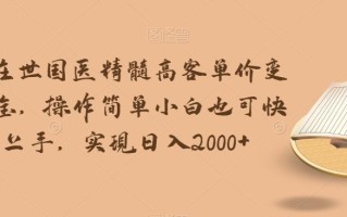 华佗在世国医精髓高客单价变现吸金，操作简单小白也可快速上手，实现日入2000+【揭秘】