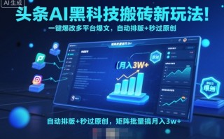 头条AI黑科技搬砖新玩法！一键爆改多平台爆文，自动排版+秒过原创，矩阵批量搞月入3w+【揭秘】