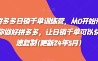 拼多多日销千单训练营，从0开始带你做好拼多多，让日销千单可以快速复制(更新24年8月)