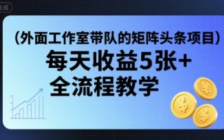外面工作室带队的矩阵头条挂G项目，每天收益5张+，全流程教学【附全套工具】