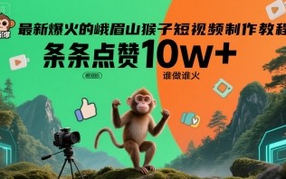 最新爆火的峨眉山猴子短视频制作教程，条条点赞10w+，谁做谁火【教程+提示词】