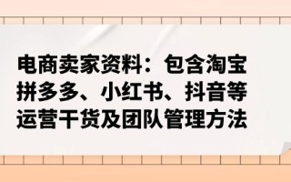电商卖家资料：包含淘宝、拼多多、小红书、抖音等运营干货及团队管理方法