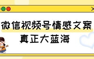 视频号情感文案，真正大蓝海，简单操作，新手小白轻松上手（教程+素材）【揭秘】