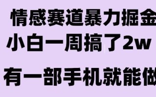 情感暴力掘金项目，新人操作一周挣了2W，长期稳定小白可做【揭秘】