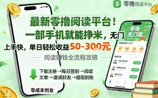 最新零撸阅读平台！一部手机就能挣米，无门槛上手快，单日轻松收益50-3张【揭秘】