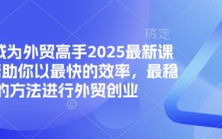 帮你成为外贸高手2025最新课程，帮助你以最快的效率，最稳的方法进行外贸创业