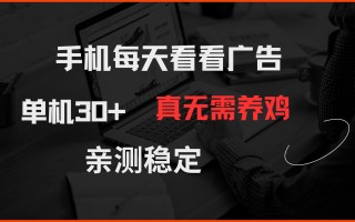 手机每天看看广告 单机30+ 真无需养鸡 亲测稳定
