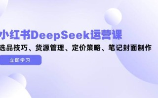 小红书DeepSeek运营课，选品技巧、货源管理、定价策略、笔记封面制作