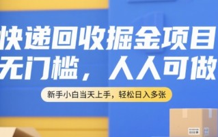 快递回收掘金项目，无门槛，人人可做，新手小白当天上手，轻松日入多张【揭秘】