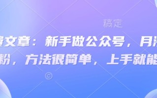 付费文章：新手做公众号，月涨几干粉，方法很简单，上手就能做