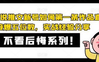 AI小说推文新号如何第一条作品直接爆五位数，实战经验分享