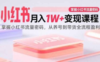 小红书月入1W+变现课程：掌握小红书流量密码，从养号到带货全流程盈利