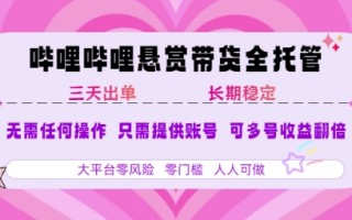 2025年B站风口带货项目 仅需提供账号 全程托管 轻松月入1w+