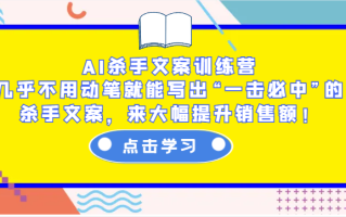 AI杀手文案训练营：几乎不用动笔就能写出“一击必中”的杀手文案，来大幅提升销售额！