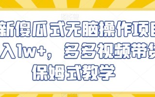 最新傻瓜式无脑操作项目月入1w+，多多视频带货保姆式教学【揭秘】