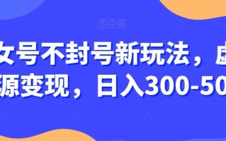 美女号不封号新玩法，虚拟资源变现，日入300-500+
