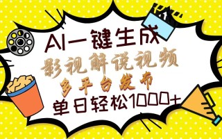 Ai一键生成影视解说视频，仅需十秒即可完成，多平台分发，轻松日入1000+